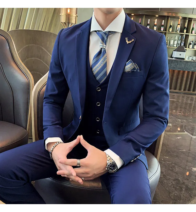 West Louis™ Brand Business Casual Slim Fit 3 Piece Suit