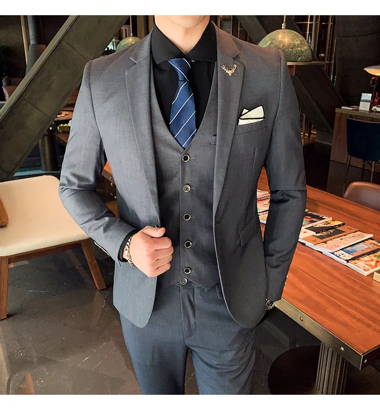 West Louis™ Brand Business Casual Slim Fit 3 Piece Suit