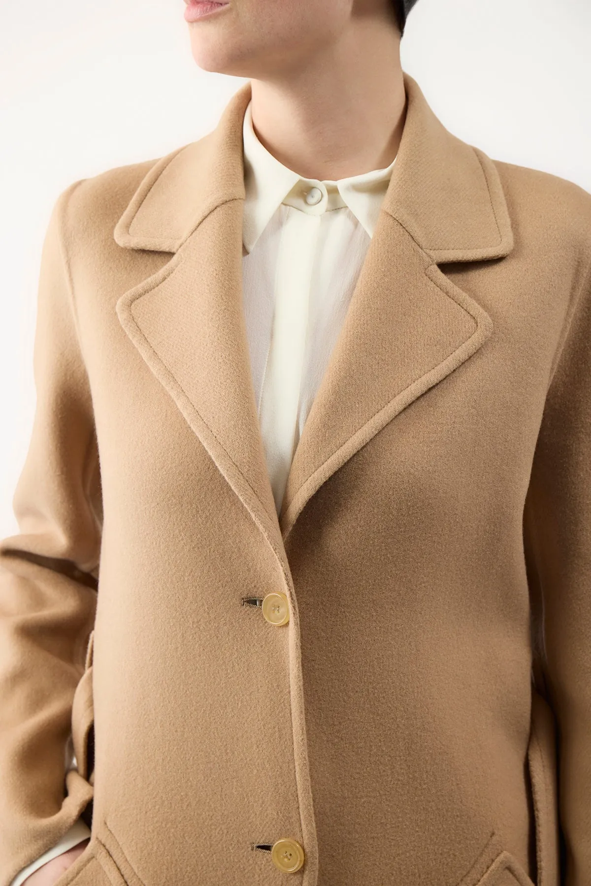 William Coat in Camel Double-Face Recycled Cashmere