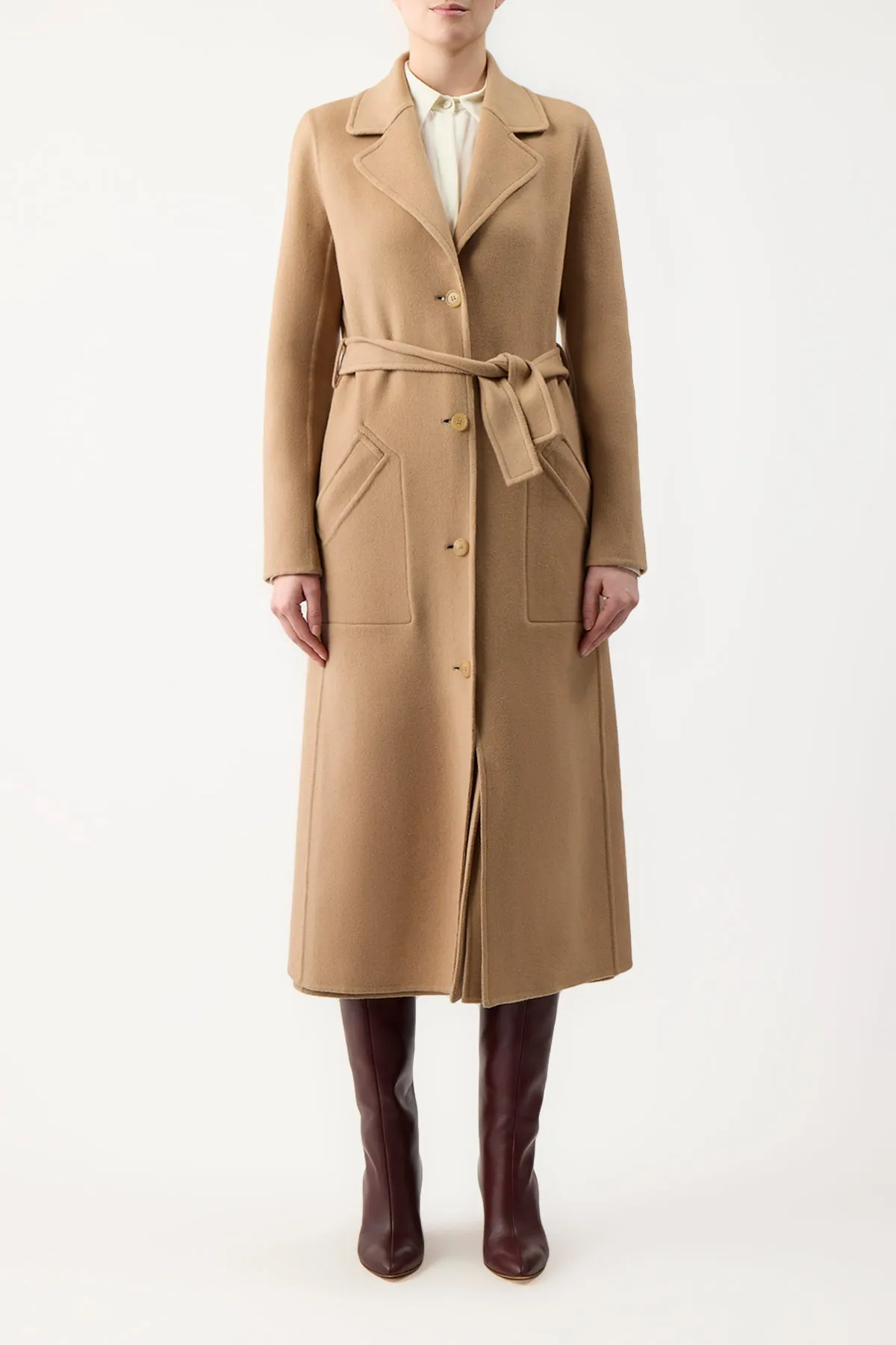 William Coat in Camel Double-Face Recycled Cashmere