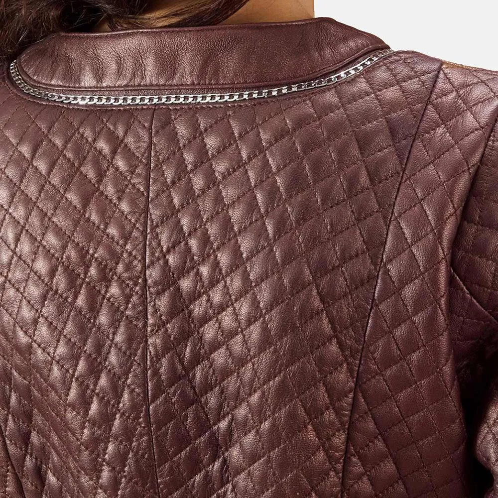 Womens Trudy Lane Quilted Leather Coat