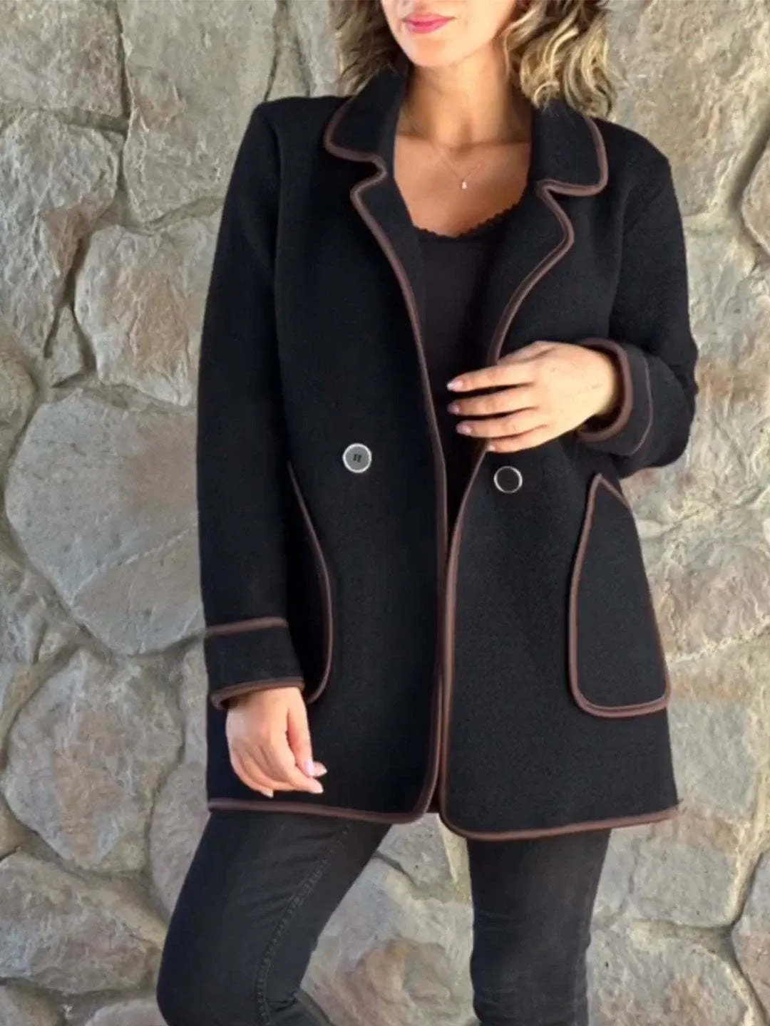 Women's Woolen Trench Coat Casual Blazer